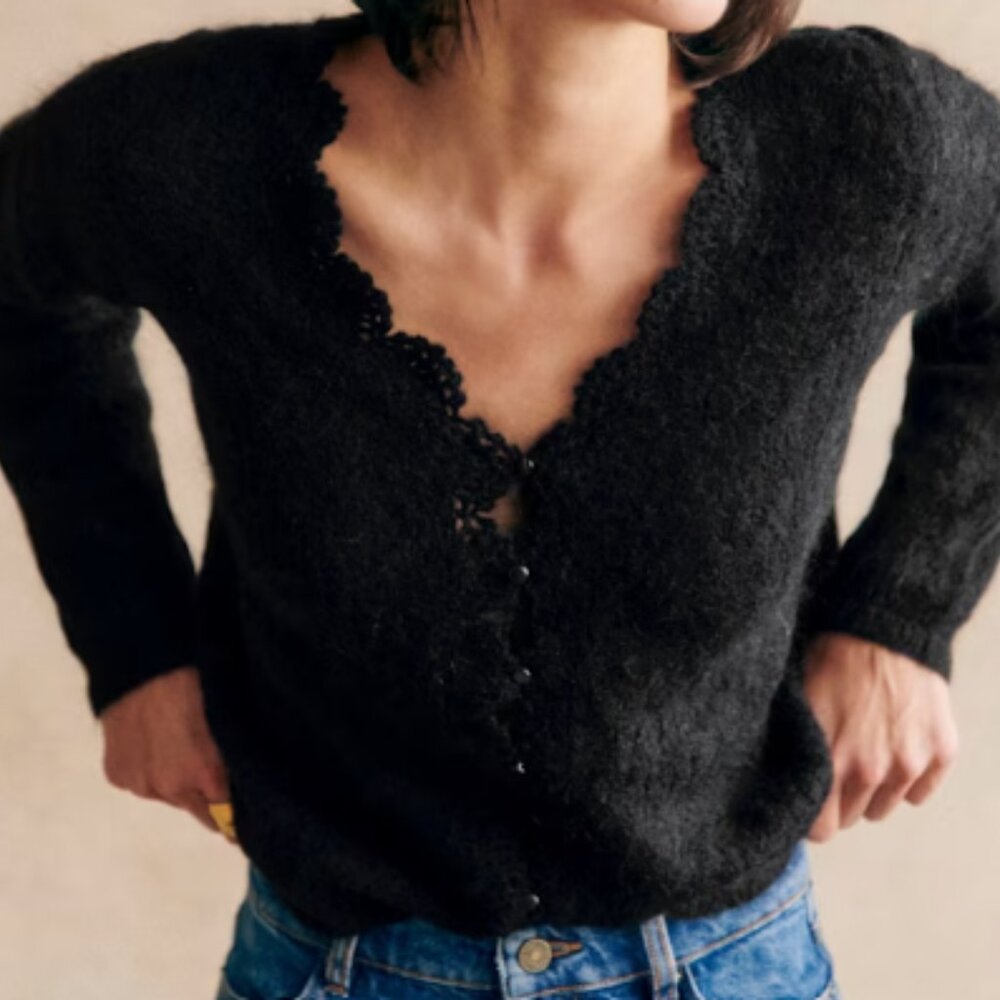Sezane Anaelle Cardigan Black - Size XS